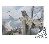 Christ The Redeemer 1000 Piece Jigsaw Puzzle Beautiful Scenery Statue & Mountain View Home Decor Educational Game for Adults 52x38cm/1000pcs