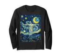 Christ the Redeemer Brazil Starry Night Art Present Long Sleeve T-Shirt