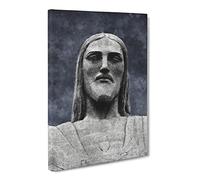 Christ The Redeemer In Rio Vol.2 Painting Modern Canvas Wall Art Print Ready to Hang, Framed Picture for Living Room Bedroom Home Office Décor, 20x14 Inch (50x35 cm)