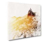 Christ The Redeemer In Rio Vol.3 Watercolour Canvas Print | Gallery Wrapped 30mm Frame Wall Art | 14x14 inches | Ready to Hang | Modern Religious Picture | Living Room Bedroom Lounge Office