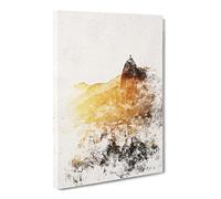Christ The Redeemer In Rio Vol.3 Watercolour Canvas Print | Gallery Wrapped 30mm Frame Wall Art | 20x14 inches | Ready to Hang | Modern Religious Picture | Living Room Bedroom Lounge Office