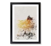 Christ The Redeemer in Rio Vol.3 Watercolour Framed Print | A2 Black Framed Wall Art | Ready to Hang | Modern Historical Picture | Living Room Bedroom Lounge Office