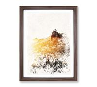 Christ The Redeemer In Rio Vol.3 Watercolour Modern Framed Print | A3 Walnut Framed Wall Art | Ready to Hang | Modern Historical Picture | Living Room Bedroom Lounge Office