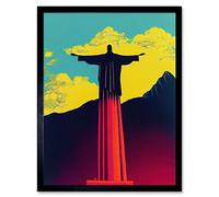 Christ the Redeemer Rio Brazil Pop Art Art Print Framed Poster Wall Decor 12x16 inch