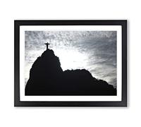 Christ the Redeemer Rio de Janeiro Brazil Modern Framed Print | A4 Black Framed Wall Art | Ready to Hang | Modern Nature Picture | Living Room Bedroom Lounge Office