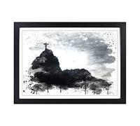 Christ The Redeemer Rio de Janeiro Brazil V3 Framed Print | A2 Black Framed Wall Art | Ready to Hang | Modern Nature Picture | Living Room Bedroom Lounge Office