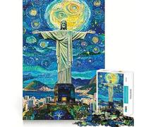 Christ The Redeemer Starscape 1000 Pieces Jigsaws Adults Puzzles Gifts Brain Exercise Color Fast Pattern Build (38x52cm)