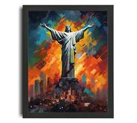 Christ The Redeemer Wall Art Rio De Janeiro Christ Statue Oil Style Art Print Poster A5 - Wall Art Home Decor Movie Poster Canvas Film Cinema Retro Vintage Cult Classic Nostargic Saga Modern reprint