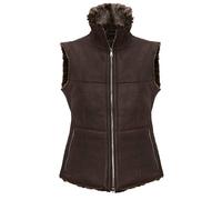 CHRIST Women waistcoat 100% genuine lambskin from versatile, warm, casual lady vest, for riding or as leisure outdoor vest, ideal for winter, in brown, size: 16