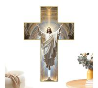 Christ Wooden Crosses - 11.81 Inch Cross Wall Decor | Jesus Cross Crucifix Christian Home Wall Decoration For Christmas Bedroom Living Room Kitchen Dining Room Entryway