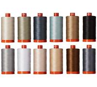 Christa Quilts Piece and Quilt Neutrals Aurifil Thread Kit 12 Large Spools 50 Weight CW50PQN12