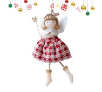 Christbaum Engel Deko - Weihnachtsengel Plüschfigur Anhänger, Perlen Stirnband Schmuckstück Mit Kordel | Plüsch Engel Anhänger Mit Perlen Stirnband, Season Deko Für Garten Balkon Wand Weihnachten