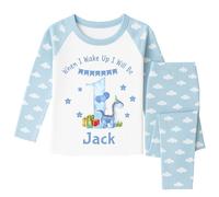ChrisTeePrint UK Personalised Dinosaur Birthday Pyjamas for Boys Age 1-6 - Custom Name “When I Wake Up I Will Be”, Toddler Boys PJs Set