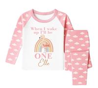 ChrisTeePrint UK Personalised Flamingo Birthday Pyjamas for Girls Age 1-6 - When I Wake Up I’ll Be 1 2 3 4 5 6 Custom Name Pink Rainbow Outfit