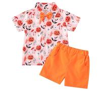 Christening Boy Suit Boys Outfits & Sets, Casual Two Piece Summer Set with Pumpkin Moon Bow Tie, Elastic Waist, Comfortable Playwear for Toddlers from 1 to 9 Years, Jumper Baby 92 Boy, yellow, 4-5