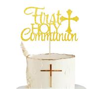 Christening Cake Topper, Baptism Cake Topper, Gold Glitter First Holy Communion Cake Decorations