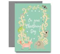 Christening Card Baby Boy Neutral Woodland Animals