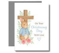 Christening Card For Baby Boy Girl Bunny