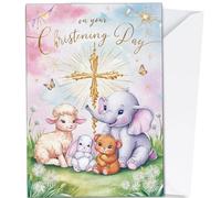 Christening Card for Girls, Pink A5 Size, With Envelope