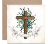 Christening Cards for Boys Girls Him Her - First Holy Communion - Congratulations Christening First Communion Gifts, 145mm Christian Gifts Religious Greeting Cards