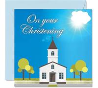 Christening Cards for Boys Girls Him Her - On Your Christening - Congratulations Card, Communion Gifts, 145mm Christian Gifts Religious Greeting Cards