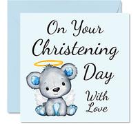 Christening Cards for Boys Him - On Your Christening Day - Congratulations Card, Communion Gifts for Boys, 145mm Christian Gifts Religious Greeting Cards