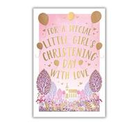 Christening Congratulations Card for Girls - Special Little Girl's Christening Embossed with Foil Finish - Eco-Friendly and Recyclable - by Words 'n' Wishes