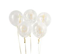Christening Cross Confetti Filled Latex 12" Balloons Communion 5 Pack