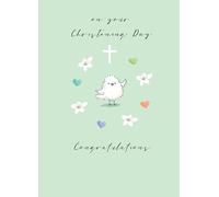 Christening Day Card Congratulations Bird Cross - Cute Design Greeting Card