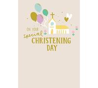 Christening Day Congratulations Card - Cute Gold Foil Embossed Design