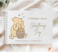 Christening Day Guest Book | Classic Storybook Pooh Bear | Memories & Wishes for Baby | Keepsake Memory Book for Christening Day | Winnie Christening Decoration