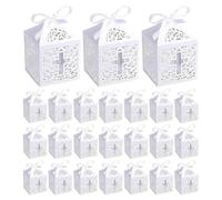 Christening Favour Boxes - Christening Favour Boxes Kit | Sturdy Decorative Boxes 24 Pieces | Gift Boxes Elegant Hollow Design Favour Boxes for Small