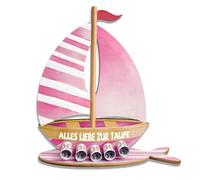 Christening Gifts for Girls, Pink Christening Gifts, Wooden Boat with Base, Christening Gifts for Communion and Birthday, Christening Gift for Girls and Boys