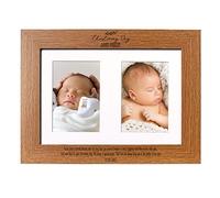 Christening Photo Frame Portrait Double 6x4 Inch Brown Personalised