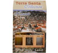 Christian 2"/5cm 10ml 0.3 oz Christian Gift Set Kit Symbols 3 Bottles Blessed Pure Olive Oil, Holy Water Container Glass, Bethlehem Soil from Holy Land Earth Catholic Prayer Jerusalem (Nazareth)