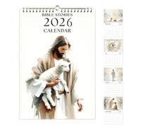 Christian 2026 Wall Calendar - Monthly Planner Organizer, Inspirational Scripture Chart, Bible Story Religious Art, Decorative Date Reminder, Hanging Home Decor | Wall Calendarr For Church Bedroom