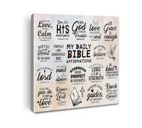 Christian Affirmations Poster Canvas Wall Art for Office Home Decor - Positive Bible Affirmations Scripture Canvas Print Wall Art Painting Ready to Hang Gifts - Easel & Hanging Hook 5 * 5 Inch