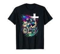 Christian Anime Bicyclist Kawaii Manga Style Urban Youth Art T-Shirt