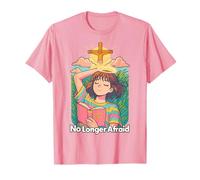 Christian Anime Manga No Longer Afraid Kawaii Bible Pink T-Shirt