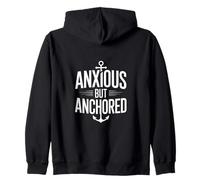 Christian Anxious But Anchored Faith Hope Zip Hoodie
