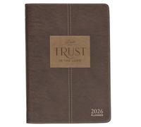Christian Art Gifts 2026 12 Month Premium Vegan Leather Executive Daily Planner for Men & Women: Trust in the Lord Encouraging Scripture, Monthly Planning, Budgeting, Time Blocks, Zippered, Brown