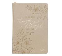 Christian Art Gifts 2026 12-Month Premium Vegan Leather Zippered Monthly Executive Planner for Women: Everything Beautiful Encouraging Scripture, Daily Planning, Organizing, Beige Floral