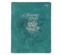 Christian Art Gifts 2026 18-Month Premium Vegan Leather Zippered Monthly Planner for Women: Amazing Grace Encouraging Message, Daily Planning, Organizing, Teal Floral