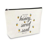 Christian Art Gifts Bee Themed Makeup Bag Inspiration Scripture Gifts for Mom Best Friends Sister Teacher Wife Birthday Christmas Graduation Present Happy Bee Day Gifts Cosmetic Bag Travel Pouch