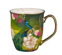 Christian Art Gifts Blue Peacock Ceramic Coffee Mug with Gold Accents - 14 oz. Lead and Cadmium-free Inspirational Scripture Coffee and Tea Mug for Women & Men with Bible Verse: Blessed -Jeremiah 17:7