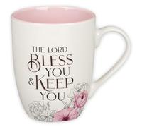 Christian Art Gifts Ceramic Coffee and Tea Mug for Women: May the Lord Bless You and Keep You - Numbers 6:24 Inspirational Bible Verse, Floral, Pink, 12 oz.