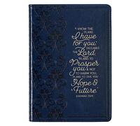 Christian Art Gifts Classic Journal I Know the Plans Jer. 29:11 Inspirational Scripture Notebook, Ribbon Marker, Blue Faux Leather Flexcover, 336 Ruled Pages