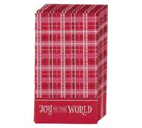 Christian Art Gifts Decorative 12 Piece Christmas Paper Napkin Set for Home & Kitchen: Joy to the World Red & White Plaid Theme for Dinner Plates, Appetizers, Parties, Table Decorations