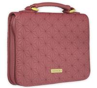 Christian Art Gifts Faux Leather Bible Cover for Men and Women | Zippered Case for Bible or Book w/Handle (Medium, Pink (Dusty Rose) - Grace Badge)