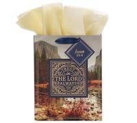 Christian Art Gifts Gift Bag/Tissue Paper Set Trust In The Lord Always Isaiah 26:4 Bible Verse, Blue/Gold, Medium